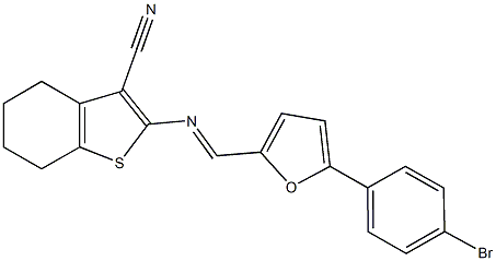 2-({[5-(4-bromophenyl)-2-furyl]methylene}amino)-4,5,6,7-tetrahydro-1-benzothiophene-3-carbonitrile 结构式