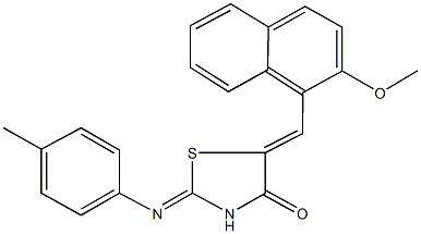 5-[(2-methoxy-1-naphthyl)methylene]-2-[(4-methylphenyl)imino]-1,3-thiazolidin-4-one 结构式