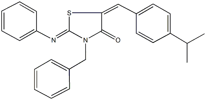 3-benzyl-5-(4-isopropylbenzylidene)-2-(phenylimino)-1,3-thiazolidin-4-one 结构式