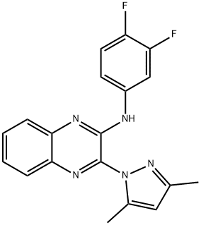 N-(3,4-difluorophenyl)-3-(3,5-dimethyl-1H-pyrazol-1-yl)quinoxalin-2-amine 结构式