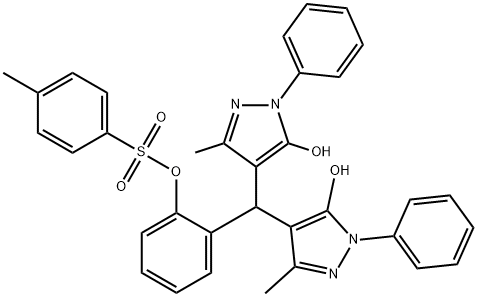 2-[bis(5-hydroxy-3-methyl-1-phenyl-1H-pyrazol-4-yl)methyl]phenyl 4-methylbenzenesulfonate 结构式