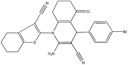 2-amino-4-(4-bromophenyl)-1-(3-cyano-4,5,6,7-tetrahydro-1-benzothiophen-2-yl)-5-oxo-1,4,5,6,7,8-hexahydro-3-quinolinecarbonitrile 结构式