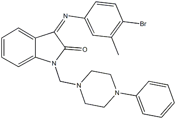 3-[(4-bromo-3-methylphenyl)imino]-1-[(4-phenyl-1-piperazinyl)methyl]-1,3-dihydro-2H-indol-2-one 结构式
