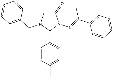 1-benzyl-2-(4-methylphenyl)-3-[(1-phenylethylidene)amino]-4-imidazolidinone 结构式