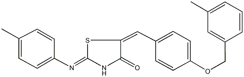 5-{4-[(3-methylbenzyl)oxy]benzylidene}-2-[(4-methylphenyl)imino]-1,3-thiazolidin-4-one 结构式