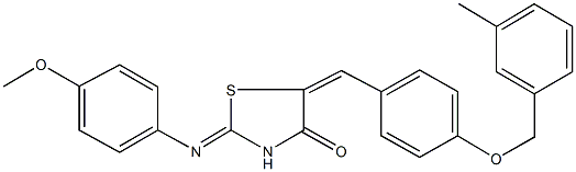2-[(4-methoxyphenyl)imino]-5-{4-[(3-methylbenzyl)oxy]benzylidene}-1,3-thiazolidin-4-one 结构式