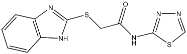 2-(1H-benzimidazol-2-ylsulfanyl)-N-(1,3,4-thiadiazol-2-yl)acetamide 结构式