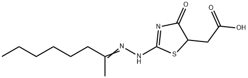 {2-[(1-methylheptylidene)hydrazono]-4-oxo-1,3-thiazolidin-5-yl}acetic acid 结构式
