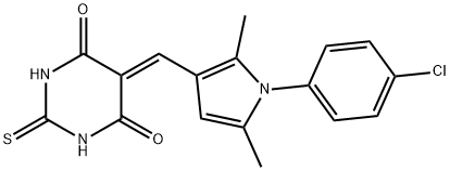 5-{[1-(4-chlorophenyl)-2,5-dimethyl-1H-pyrrol-3-yl]methylene}-2-thioxodihydro-4,6(1H,5H)-pyrimidinedione 结构式