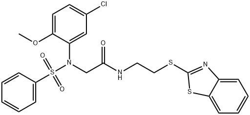 N-[2-(1,3-benzothiazol-2-ylsulfanyl)ethyl]-2-[5-chloro-2-methoxy(phenylsulfonyl)anilino]acetamide 结构式