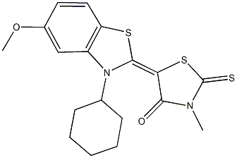 5-(3-cyclohexyl-5-methoxy-1,3-benzothiazol-2(3H)-ylidene)-3-methyl-2-thioxo-1,3-thiazolidin-4-one 结构式