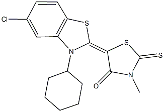 5-(5-chloro-3-cyclohexyl-1,3-benzothiazol-2(3H)-ylidene)-3-methyl-2-thioxo-1,3-thiazolidin-4-one 结构式
