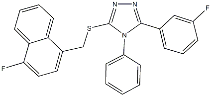 3-{[(4-fluoro-1-naphthyl)methyl]sulfanyl}-5-(3-fluorophenyl)-4-phenyl-4H-1,2,4-triazole 结构式