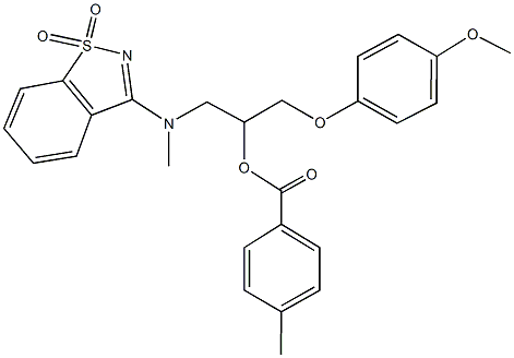 2-[(1,1-dioxido-1,2-benzisothiazol-3-yl)(methyl)amino]-1-[(4-methoxyphenoxy)methyl]ethyl 4-methylbenzoate 结构式