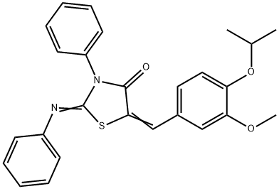 5-(4-isopropoxy-3-methoxybenzylidene)-3-phenyl-2-(phenylimino)-1,3-thiazolidin-4-one 结构式