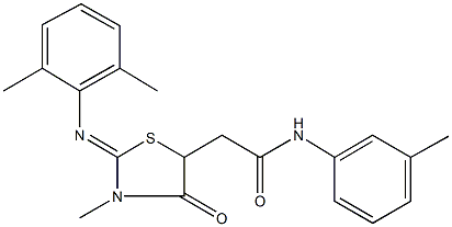 2-{2-[(2,6-dimethylphenyl)imino]-3-methyl-4-oxo-1,3-thiazolidin-5-yl}-N-(3-methylphenyl)acetamide 结构式