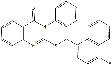 2-{[(4-fluoro-1-naphthyl)methyl]sulfanyl}-3-phenyl-4(3H)-quinazolinone 结构式