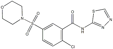 2-chloro-5-(4-morpholinylsulfonyl)-N-(1,3,4-thiadiazol-2-yl)benzamide 结构式
