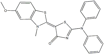 2-(diphenylamino)-5-(5-methoxy-3-methyl-1,3-benzothiazol-2(3H)-ylidene)-1,3-thiazol-4(5H)-one 结构式