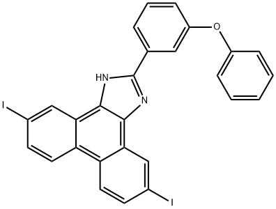 5,10-diiodo-2-(3-phenoxyphenyl)-1H-phenanthro[9,10-d]imidazole 结构式