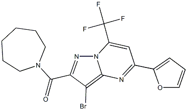 2-(1-azepanylcarbonyl)-3-bromo-5-(2-furyl)-7-(trifluoromethyl)pyrazolo[1,5-a]pyrimidine 结构式