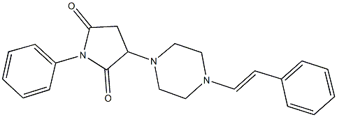 1-phenyl-3-[4-(2-phenylvinyl)-1-piperazinyl]-2,5-pyrrolidinedione 结构式