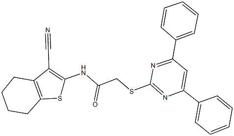 N-(3-cyano-4,5,6,7-tetrahydro-1-benzothien-2-yl)-2-[(4,6-diphenyl-2-pyrimidinyl)sulfanyl]acetamide 结构式