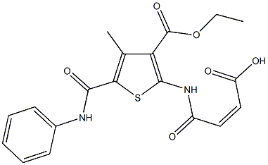 4-{[5-(anilinocarbonyl)-3-(ethoxycarbonyl)-4-methyl-2-thienyl]amino}-4-oxo-2-butenoic acid 结构式