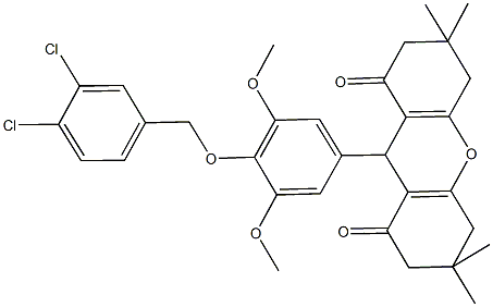 9-{4-[(3,4-dichlorobenzyl)oxy]-3,5-dimethoxyphenyl}-3,3,6,6-tetramethyl-3,4,5,6,7,9-hexahydro-1H-xanthene-1,8(2H)-dione 结构式