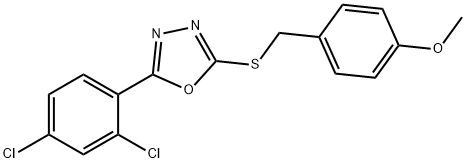 4-({[5-(2,4-dichlorophenyl)-1,3,4-oxadiazol-2-yl]sulfanyl}methyl)phenyl methyl ether 结构式