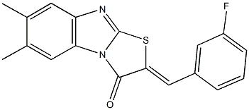 2-(3-fluorobenzylidene)-6,7-dimethyl[1,3]thiazolo[3,2-a]benzimidazol-3(2H)-one 结构式