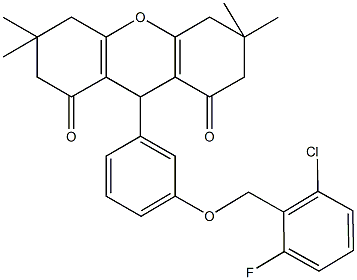 9-{3-[(2-chloro-6-fluorobenzyl)oxy]phenyl}-3,3,6,6-tetramethyl-3,4,5,6,7,9-hexahydro-1H-xanthene-1,8(2H)-dione 结构式