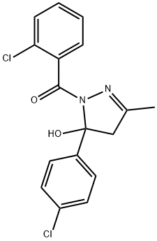 1-(2-chlorobenzoyl)-5-(4-chlorophenyl)-3-methyl-4,5-dihydro-1H-pyrazol-5-ol 结构式