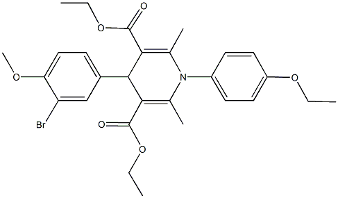 diethyl 4-(3-bromo-4-methoxyphenyl)-1-(4-ethoxyphenyl)-2,6-dimethyl-1,4-dihydro-3,5-pyridinedicarboxylate 结构式