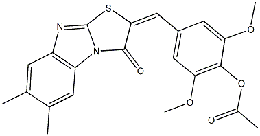 4-[(6,7-dimethyl-3-oxo[1,3]thiazolo[3,2-a]benzimidazol-2(3H)-ylidene)methyl]-2,6-dimethoxyphenyl acetate 结构式