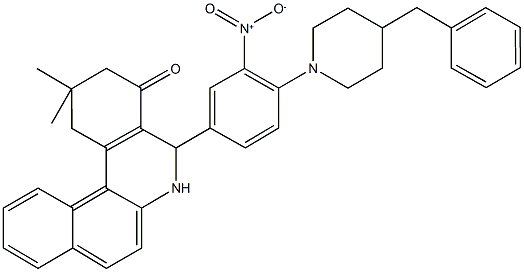 5-{4-(4-benzyl-1-piperidinyl)-3-nitrophenyl}-2,2-dimethyl-2,3,5,6-tetrahydrobenzo[a]phenanthridin-4(1H)-one 结构式