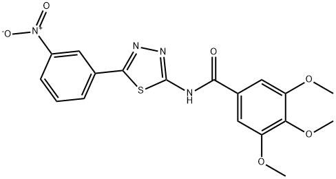 N-(5-{3-nitrophenyl}-1,3,4-thiadiazol-2-yl)-3,4,5-trimethoxybenzamide 结构式