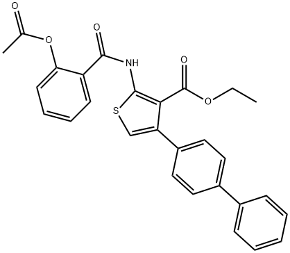 ethyl 2-{[2-(acetyloxy)benzoyl]amino}-4-[1,1'-biphenyl]-4-yl-3-thiophenecarboxylate 结构式