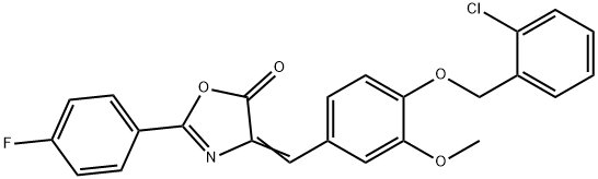 4-{4-[(2-chlorobenzyl)oxy]-3-methoxybenzylidene}-2-(4-fluorophenyl)-1,3-oxazol-5(4H)-one 结构式