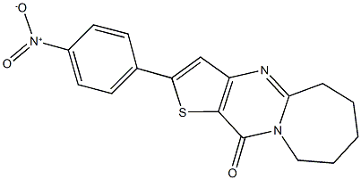 2-{4-nitrophenyl}-6,7,8,9-tetrahydrothieno[3',2':4,5]pyrimido[1,2-a]azepin-11(5H)-one 结构式