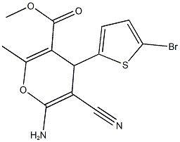 methyl 6-amino-4-(5-bromo-2-thienyl)-5-cyano-2-methyl-4H-pyran-3-carboxylate 结构式