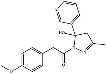 1-[(4-methoxyphenyl)acetyl]-3-methyl-5-(3-pyridinyl)-4,5-dihydro-1H-pyrazol-5-ol 结构式