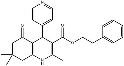 2-phenylethyl 2,7,7-trimethyl-5-oxo-4-(4-pyridinyl)-1,4,5,6,7,8-hexahydro-3-quinolinecarboxylate 结构式
