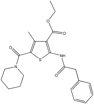 ethyl 4-methyl-2-[(phenylacetyl)amino]-5-(1-piperidinylcarbonyl)-3-thiophenecarboxylate 结构式