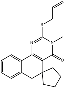 2-(allylsulfanyl)-3-methyl-5,6-dihydrospiro(benzo[h]quinazoline-5,1'-cyclopentane)-4(3H)-one 结构式