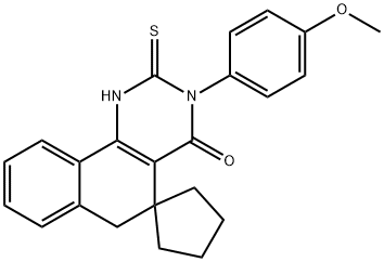 3-(4-methoxyphenyl)-2-thioxo-2,3,5,6-tetrahydrospiro(benzo[h]quinazoline-5,1'-cyclopentane)-4(1H)-one 结构式