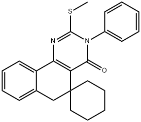 2-(methylsulfanyl)-3-phenyl-5,6-dihydrospiro(benzo[h]quinazoline-5,1'-cyclohexane)-4(3H)-one 结构式