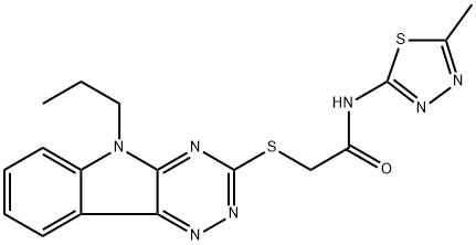 N-(5-methyl-1,3,4-thiadiazol-2-yl)-2-[(5-propyl-5H-[1,2,4]triazino[5,6-b]indol-3-yl)sulfanyl]acetamide 结构式