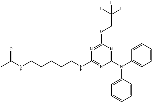 N-(5-{[4-(diphenylamino)-6-(2,2,2-trifluoroethoxy)-1,3,5-triazin-2-yl]amino}pentyl)acetamide 结构式