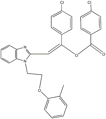 1-(4-chlorophenyl)-2-{1-[2-(2-methylphenoxy)ethyl]-1H-benzimidazol-2-yl}vinyl 4-chlorobenzoate 结构式